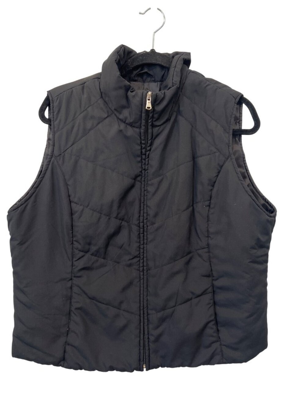 SJB Active Puffer Vest XL Full Zip Black Polyester Lined Outdoorsy Warm Hiking